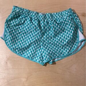 Danskin Women's Turquoise Geometric Athletic Shorts XL (16-18) (OF)